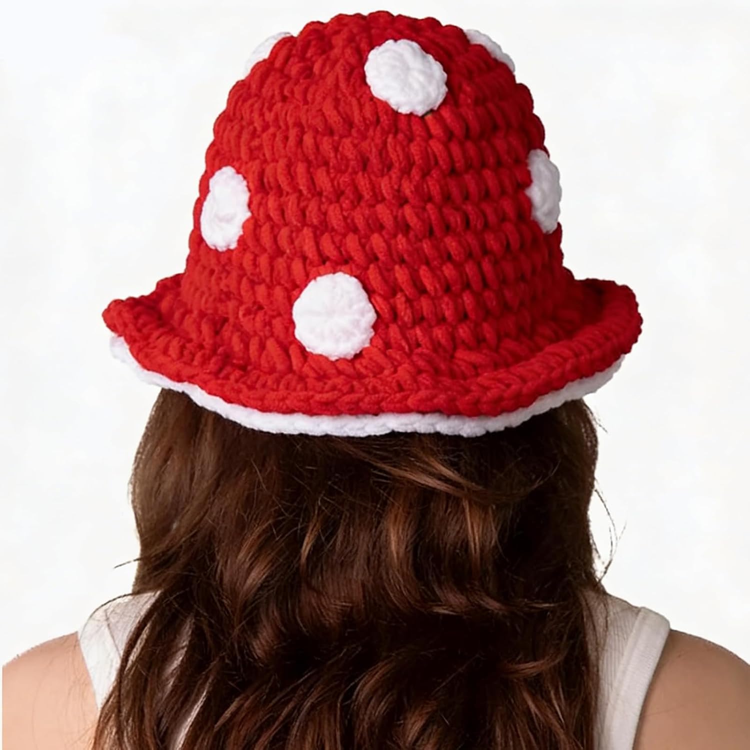 Mushroom Hat - Classic Red & White Spotted Toadstool Cap for Party Fun - Comfortable Plush Mushroom Costume Accessory, Soft Cute Festival Hat for Adults