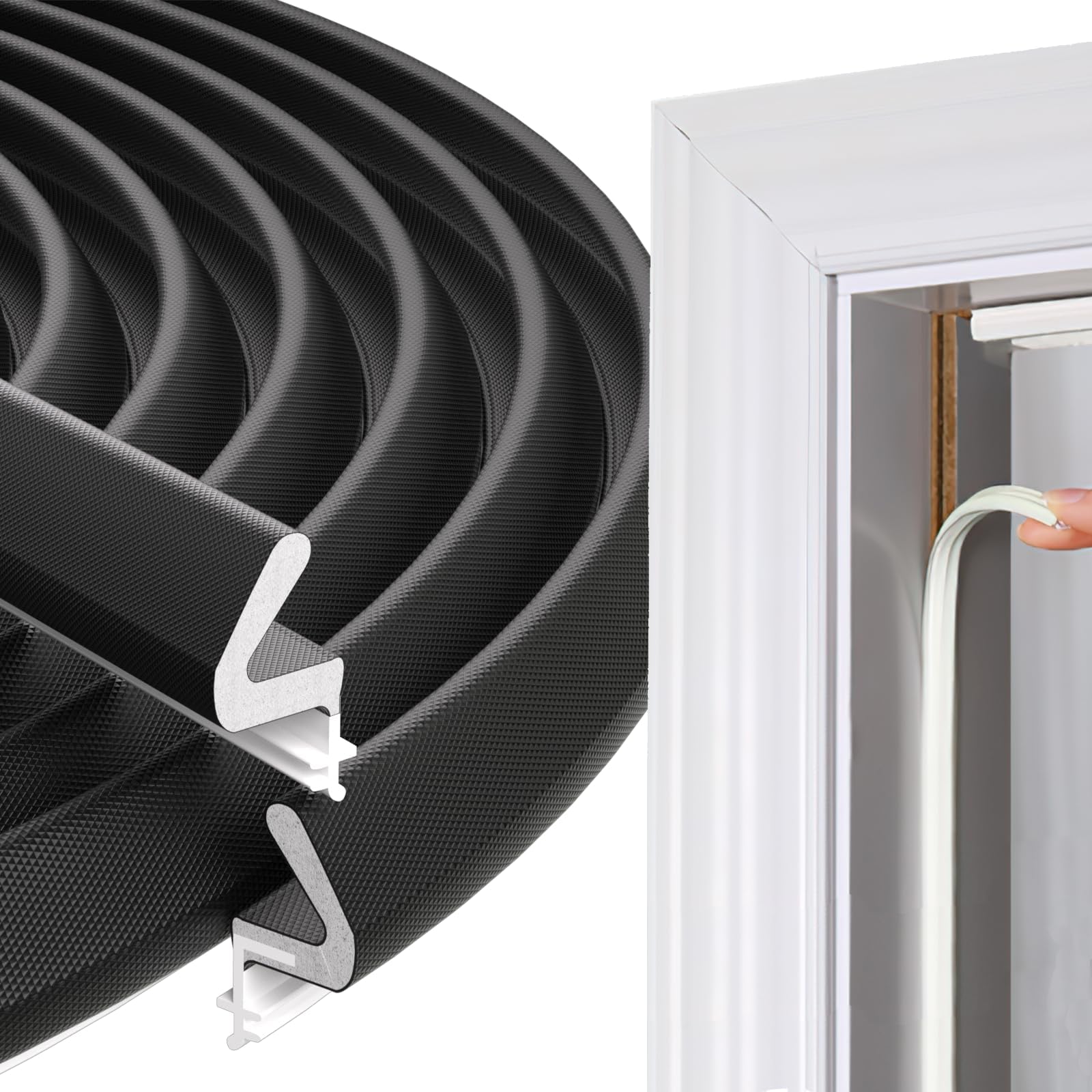 Kerf Weather Stripping Door Seal Strip, Foam Door Weatherstrip Seal for Doors and Window, Card Slot Installation Seals Large Gap, Easy Cut to Size and Installation