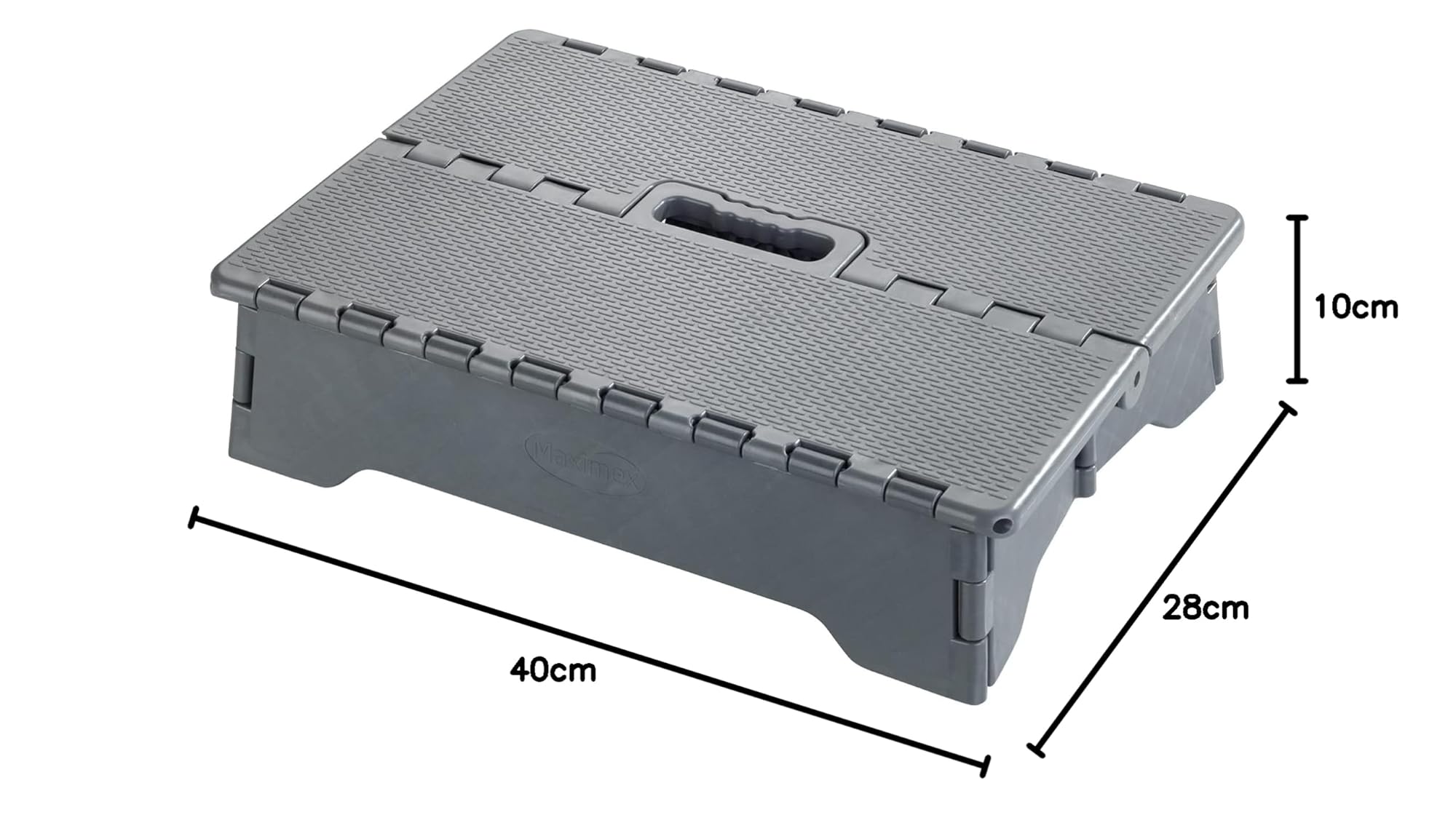 WENKO Marche Pliable | Marche très Stable avec Surface antidérapante jusqu'à 250 kg | Marche de sécurité Pliable Pieds antidérapants pour intérieur et extérieur | Poignet intégrée | 28x40x10cm