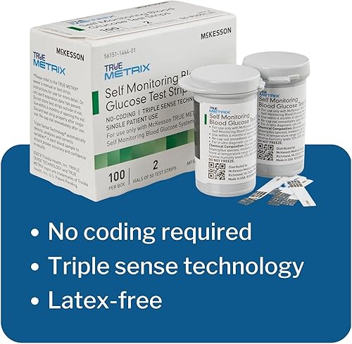 Miniatura 5 de McKesson TRUE METRIX - Tiras de prueba de glucosa en sangre autocontroladoras, 100 tiras, 1 paquete