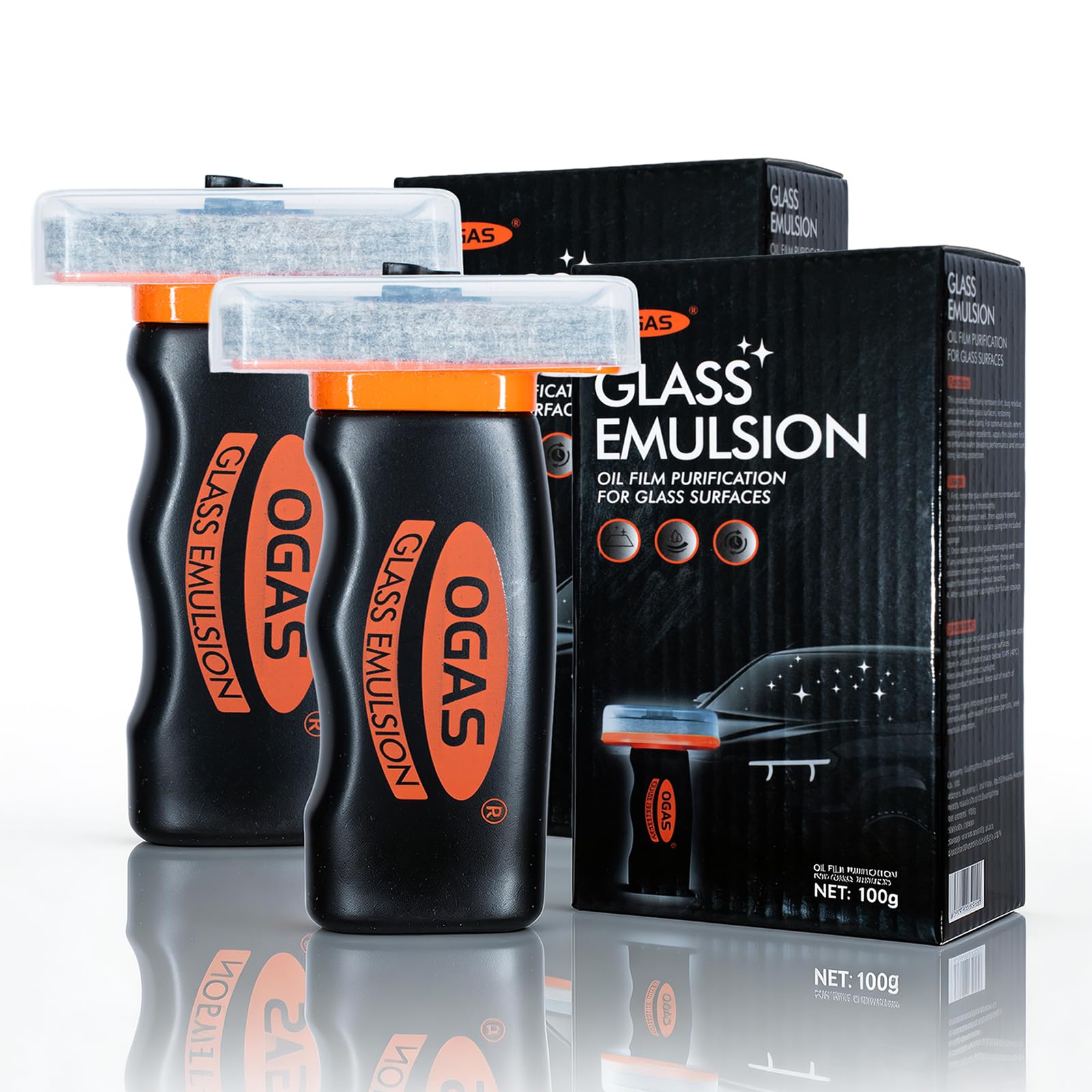 Kaiyunsheng Glass Oil Film Remover for Car Windshield - 2 Pack Hydrophobic Glass Guard Cleaner with Handle Applicator - Professional Glass Emulsion for Crystal Clear View - 2