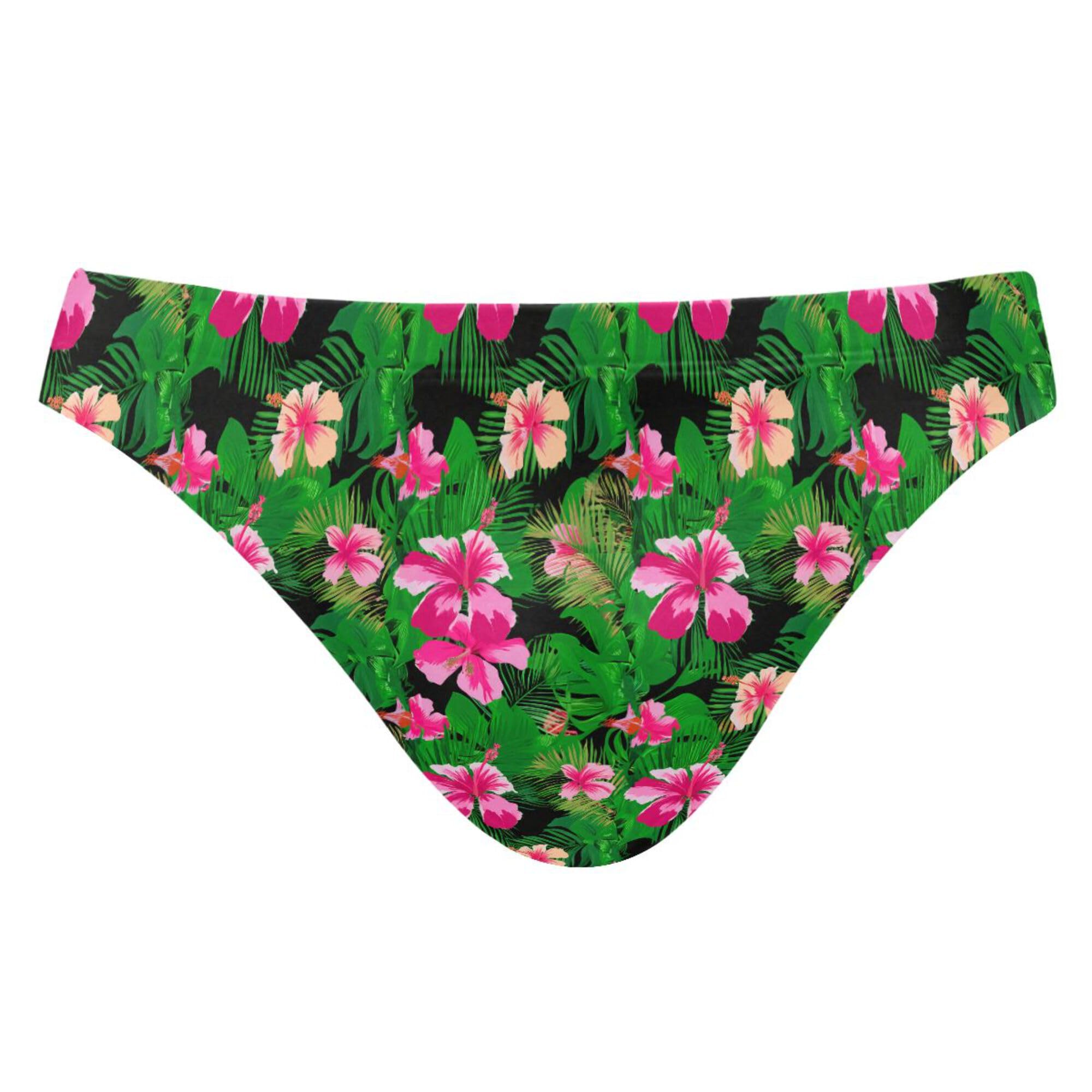 Pink Flowers Leaves Mens Swimwear Swim Briefs Bikini Swimsuit for Summer Beach L B0404750