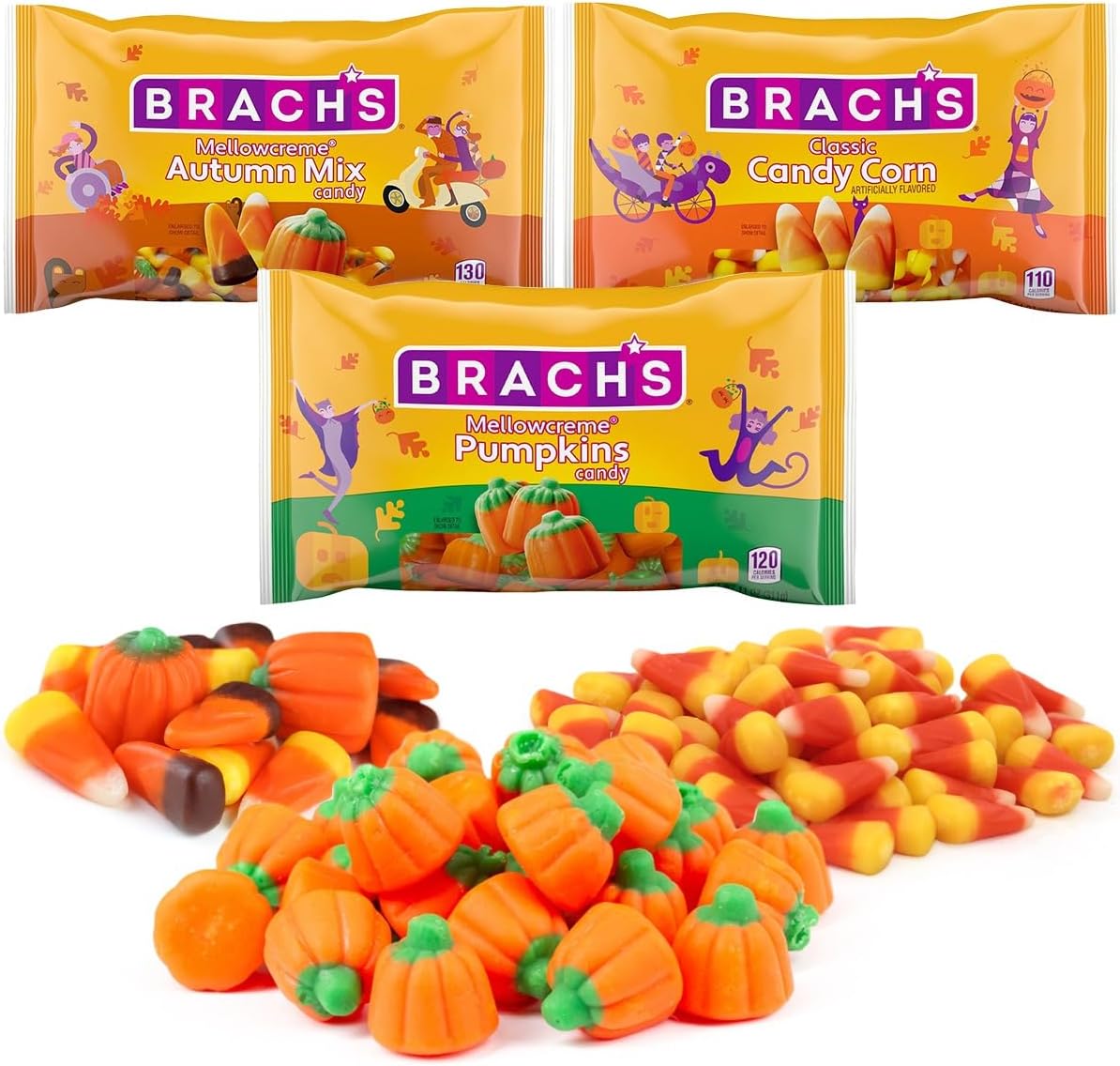 Original Classic Fall Candy Corn, Mellowcreme Pumpkin & Autumn Mix - Classic Autumn Treat for Halloween, Parties, & Candy Bowls - Fall Treat 3 Pack