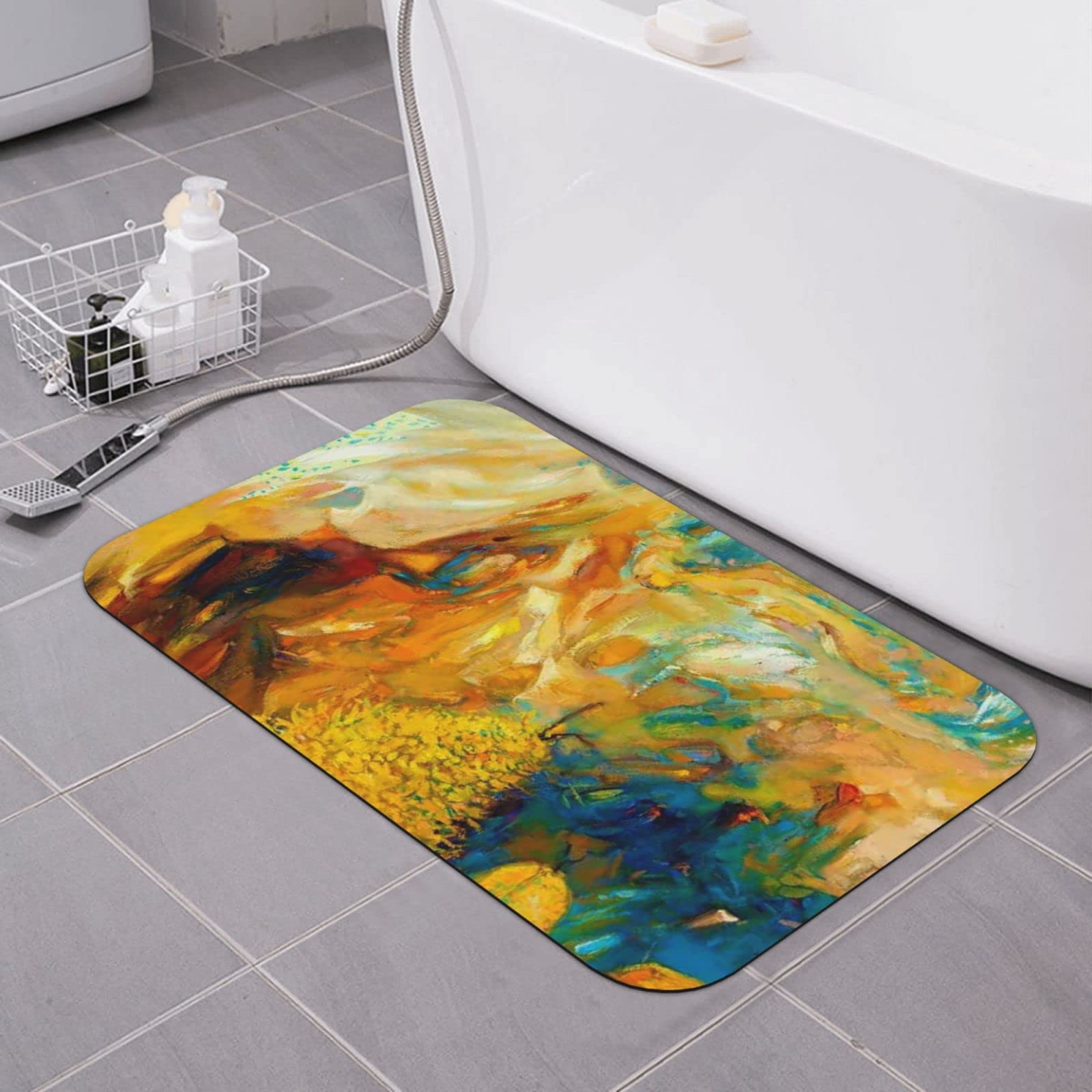 Tapis de salle de bain en terre de diatomée imprimé peinture moderne et chic