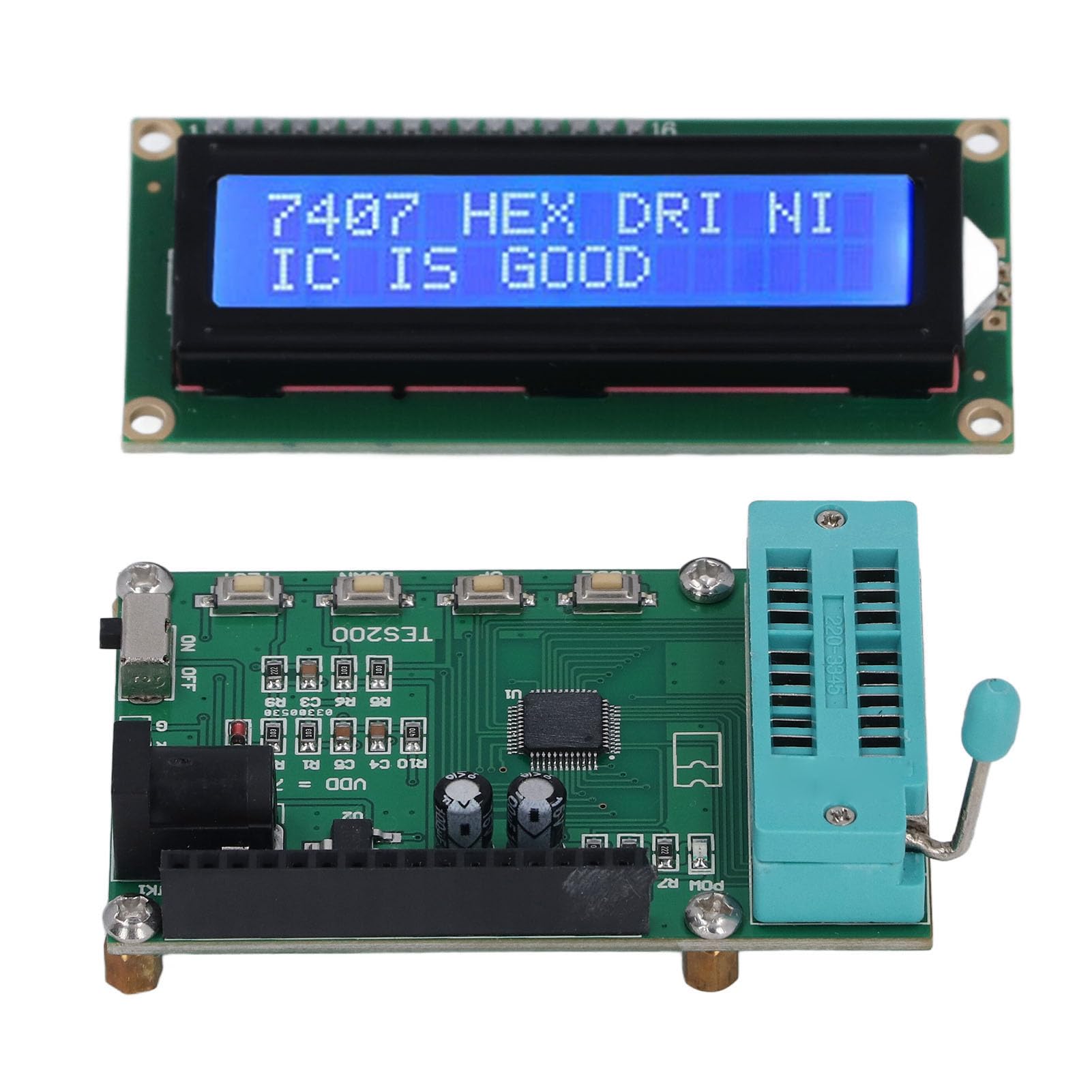 Cyfrowy Tester Układów Scalonych TES200 do Układów Logicznych Serii 74 i 40 – Miernik Obwodów Zintegrowanych 7–12 V DC z Wyświetlaczem LED, Szybka Diagnostyka w 3 Sekundy dla DIP TTL CMOS