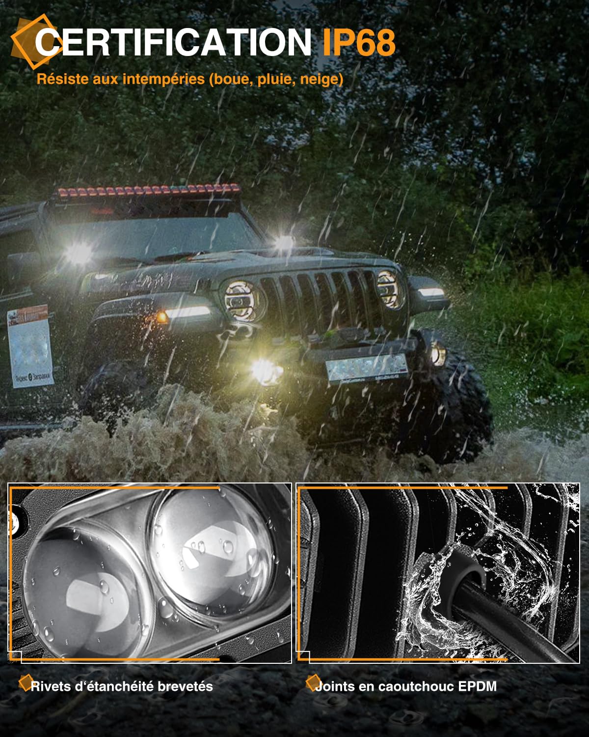 CO LIGHT Barre LED 4 Pouces Feux Tout-Terrain Puissants avec Eclairage Conduite 45W Projecteurs Spot pour Voiture Camion moto SUV bateau tracteur chariot 2 pièces