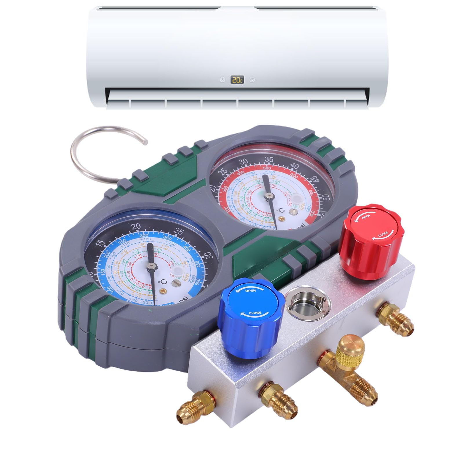 Generic Zestaw Mierników do Kolektora AC Dwuwarstwowa Ochrona Przed Uderzeniami do Prac HVAC/chłodniczych Zestaw Węży o Długości 3 Stóp R410A R32