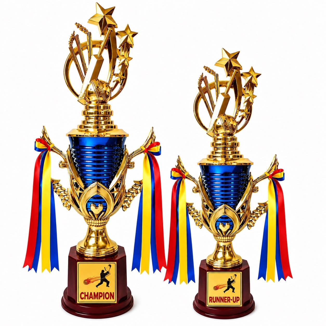 Premium Cricket Trophy Set of 2 (Champion & Runner-Up) | Gold & Blue Winner Cup with Fiber Base | Award Trophy for Cricket Tournament, School, College, Club & Corporate Events-picture-26