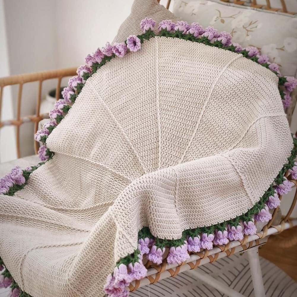 Amazon.com: Crochet Flowers Rose Bouquet Blanket Handmade Soft and