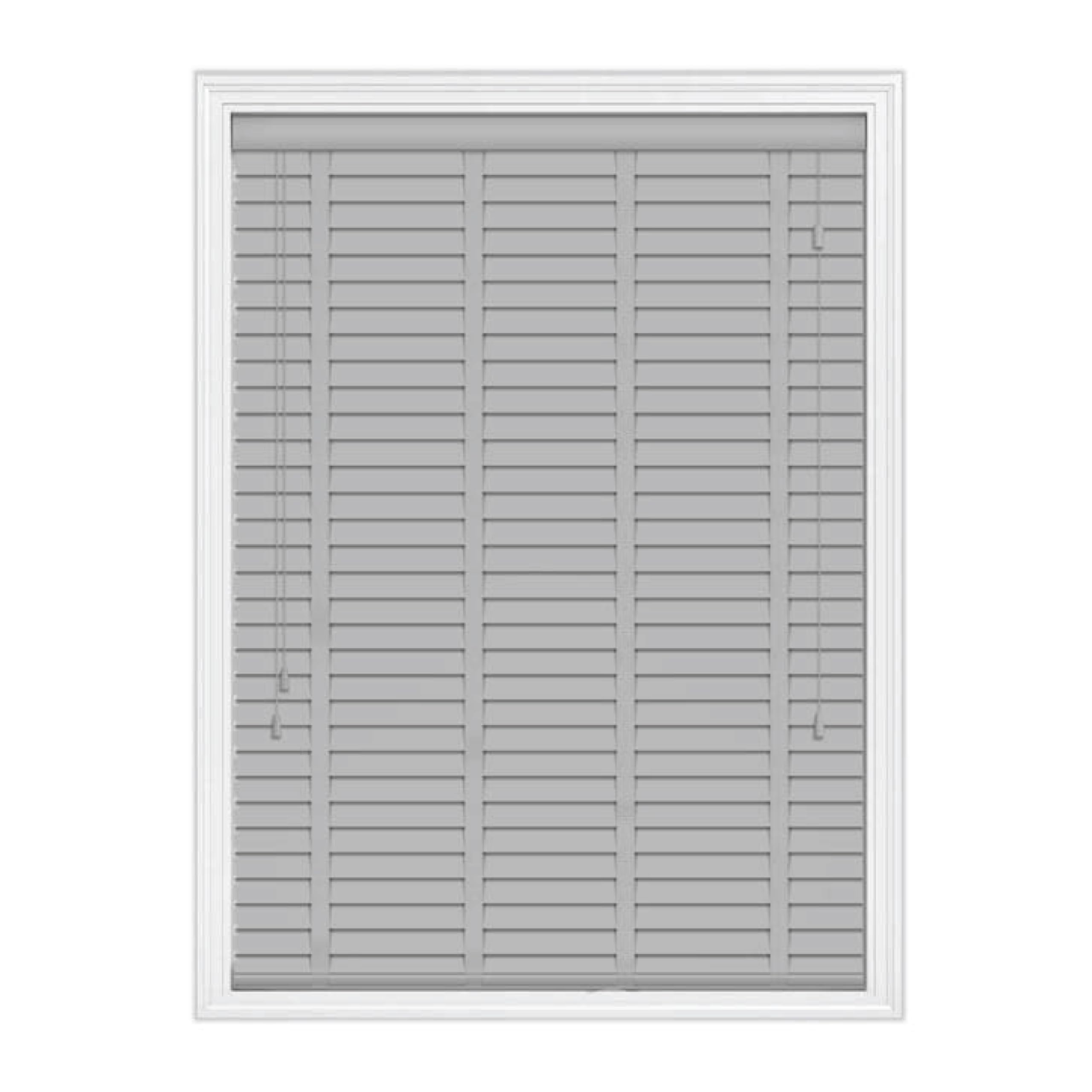 Home In Style 4U Faux Wood Blinds Window Venetian Blinds Easy Fit Child Safe Trimmable Wooden Tape Blinds-50mm Slats with Aluminium Headrail Grey