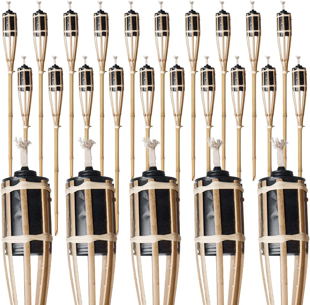 Natural Handmade Bamboo Garden Tiki Torch 60cm/90cm/120cm - for use with Parrafin or lamp Oil (60cm, Pack of 25)