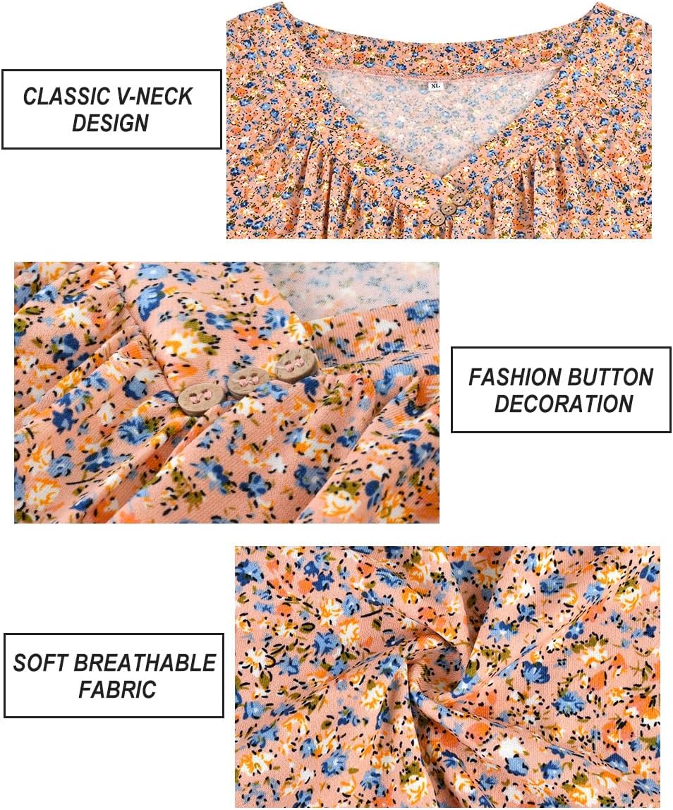 CARCOS Plus Size Tops for Women Short Sleeve Summer Shirts Casual V Neck Tunic Loose Fit Tshirts Soft Blouse XL-5XL - Image 6