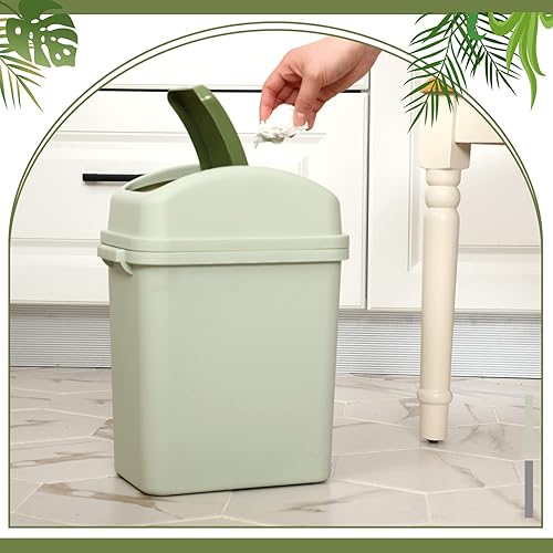 Miniatura 4 de Sumind 2 cubos de basura de baño de 1.8 galones con tapa oscilante, cubo de basura pequeño de plástico para baño, basurero para cocina, dormitorio,