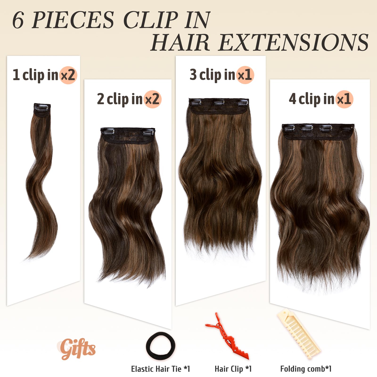 14 Inch Clip In Hair Extensions 6 Pieces Wavy Synthetic Short Hair Extension Amazon.com : Clip in Hair Extensions, 14 Inch Hair  main image 4