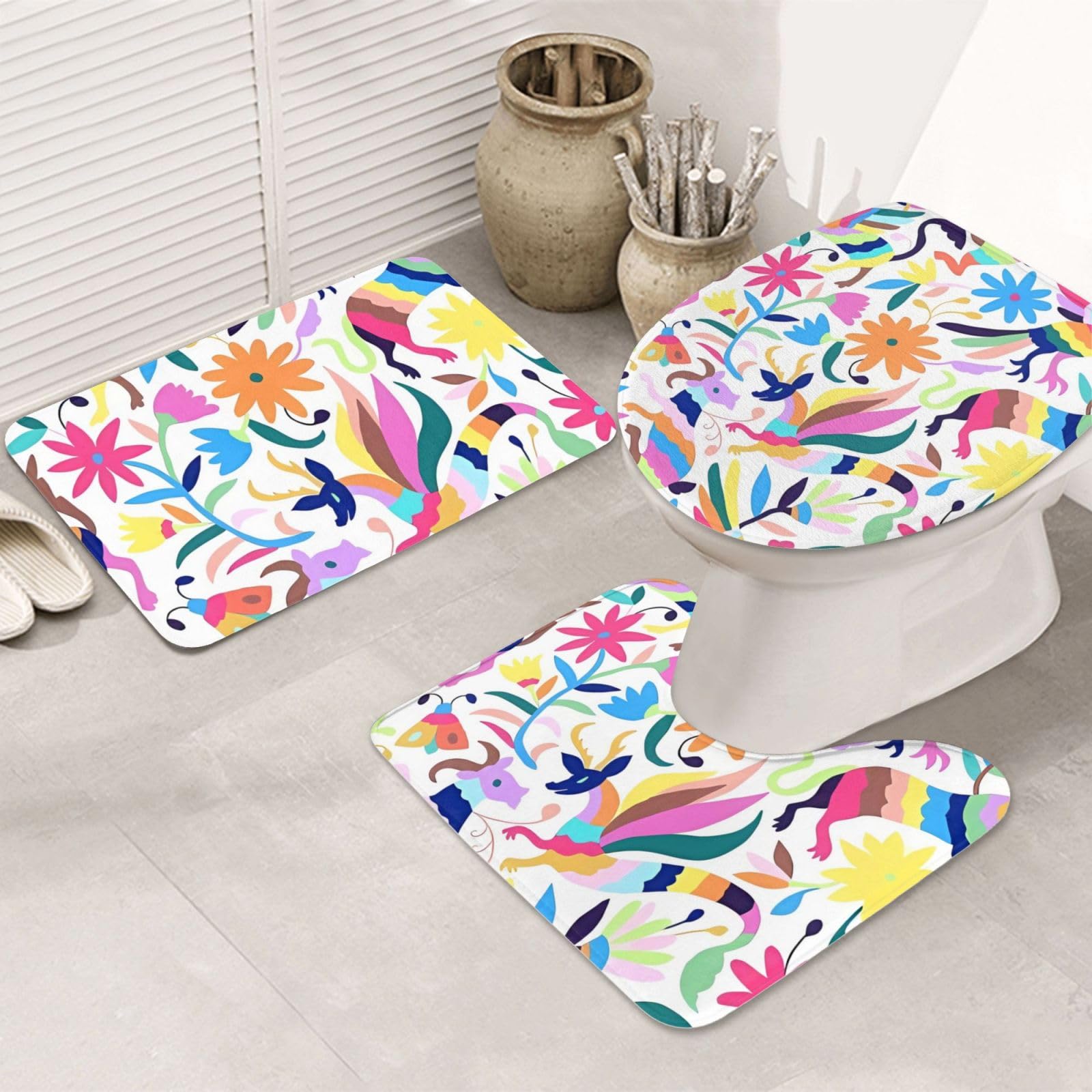 Tapis de bain mexicains Otomi absorbants pour éviter les glissades et les sols humides