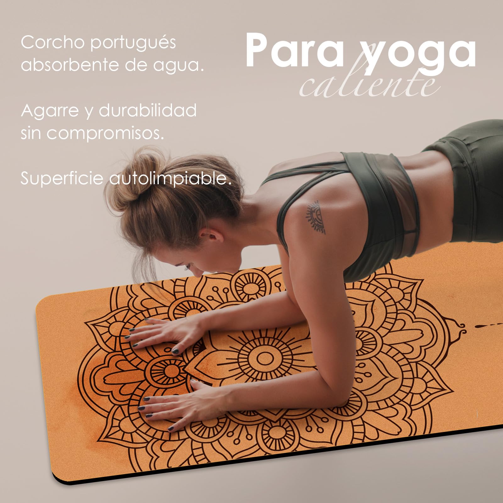 Ecologica Esterilla Yoga Antideslizante - Colchoneta Yoga de Corcho Natural, Incluye Correa de Hombro y Bolsa de Transporte,Para Yoga y Pilates,Esterilla Deporte - Yoga Mat 183 x 61CM