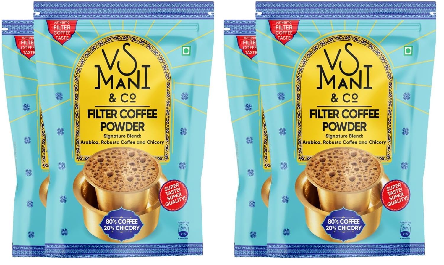 VS Mani & Co. Filter Coffee Powder 80:20, Strong And Aromatic Filter Coffee | Authentic South Indian Flavour, Medium Roasted - Pack of 4 (200gm each)-image-34