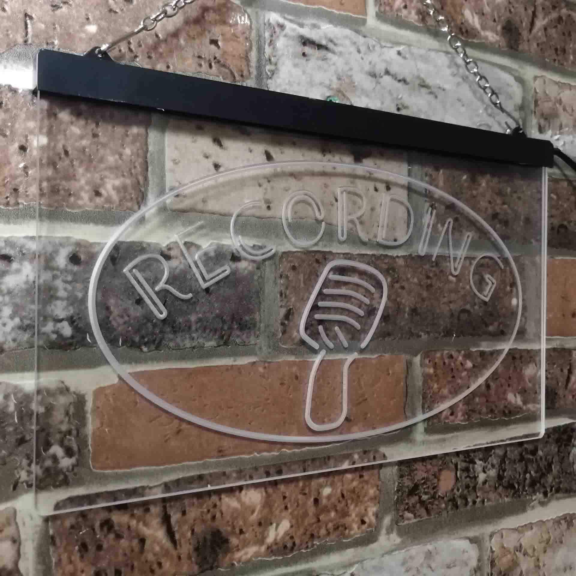 ADVPRO Recording Studio Display Dual Color LED Enseigne Lumineuse Neon Sign Blanc et Vert 600 x 400mm st6s64-i3552-wg