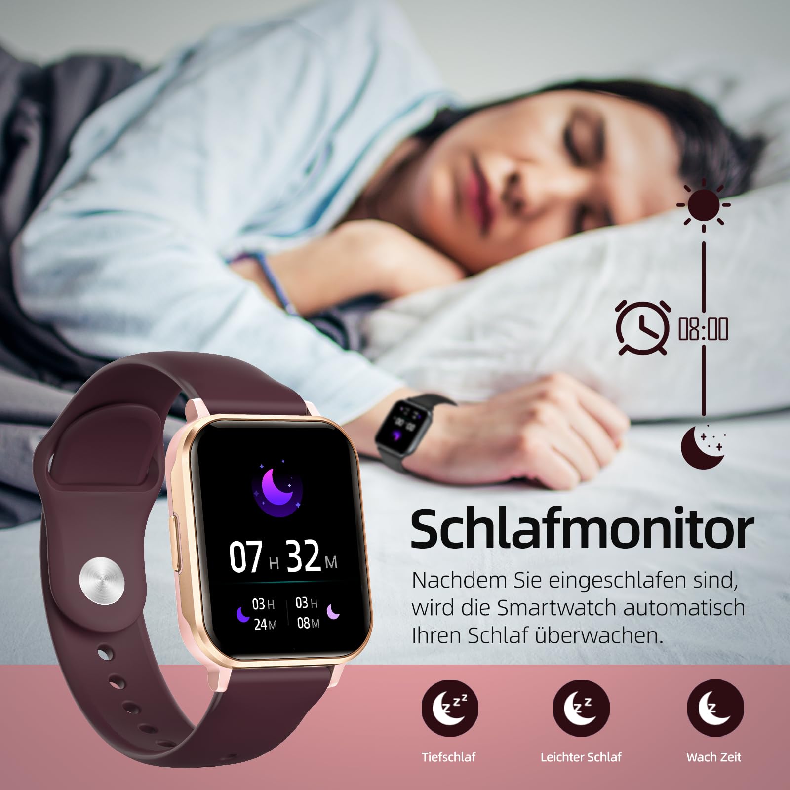 Gardien Smartwatch Damen Herren mit Telefonfunktion, 1.83’’ Fitness Armbanduhr Fitnessuhr Smart Watch Uhr mit 100+ Sportmodi Pulsuhr SpO2-Monitor Schlafmonitor Schrittzähler Stoppuhr für iOS Android