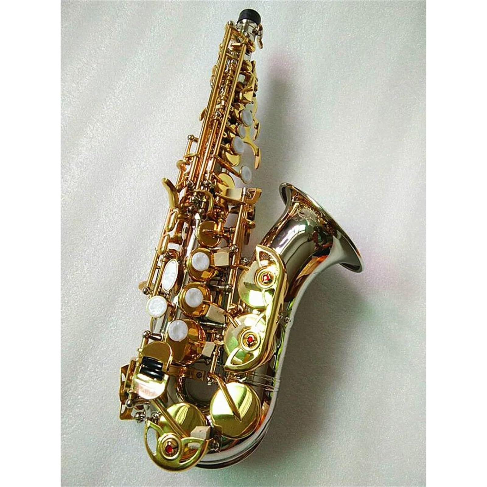 Saksofon Bend saksofon sopranowy Bb srebrzony nikiel mosiądz instrument muzyczny z ustnikiem i etui (Color : Ordinary bag)