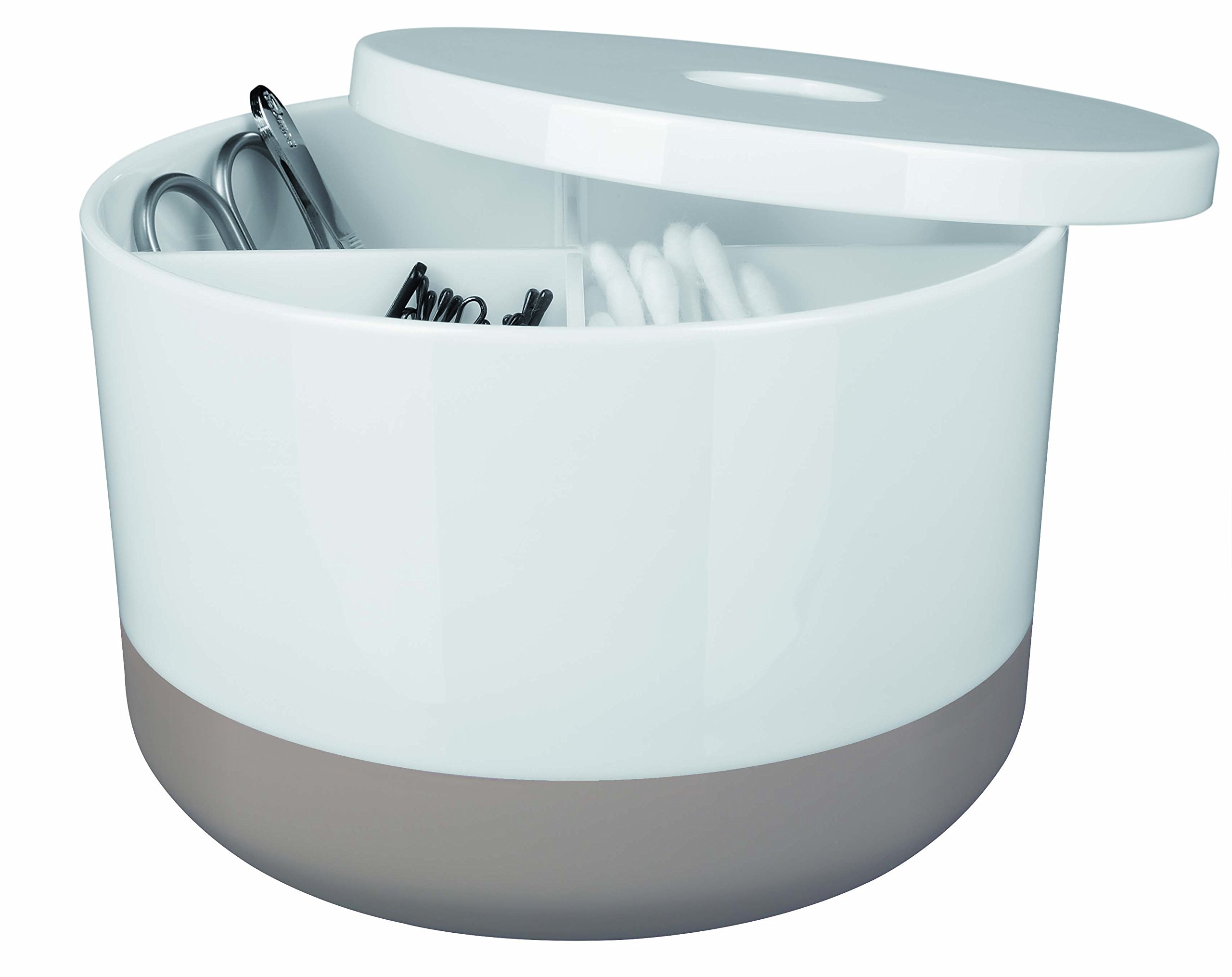 STORi Bella - Recipiente apilable de plástico transparente (juego de 3) organizadores redondos de almacenamiento de tocador con tapas para accesorios para el cabello y suministros de belleza