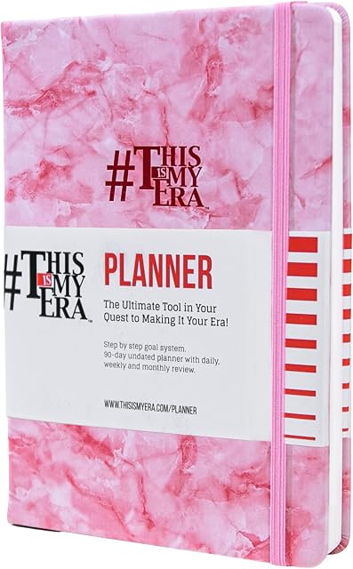 This Is My Era A5 Planner Undated - Daily, Weekly and Monthly Time Management Organiser Notebook To Increase Productivity | Leather Hardcover, Motivational Quotes, 90 Day Diary Planner (Pink, 1 Pack)