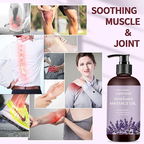 Vista 3 de Aceite de masaje de lavanda para calmar, calmar y relajar los músculos, aceite de masaje para masaje, aceite corporal ideal para hidratar la piel