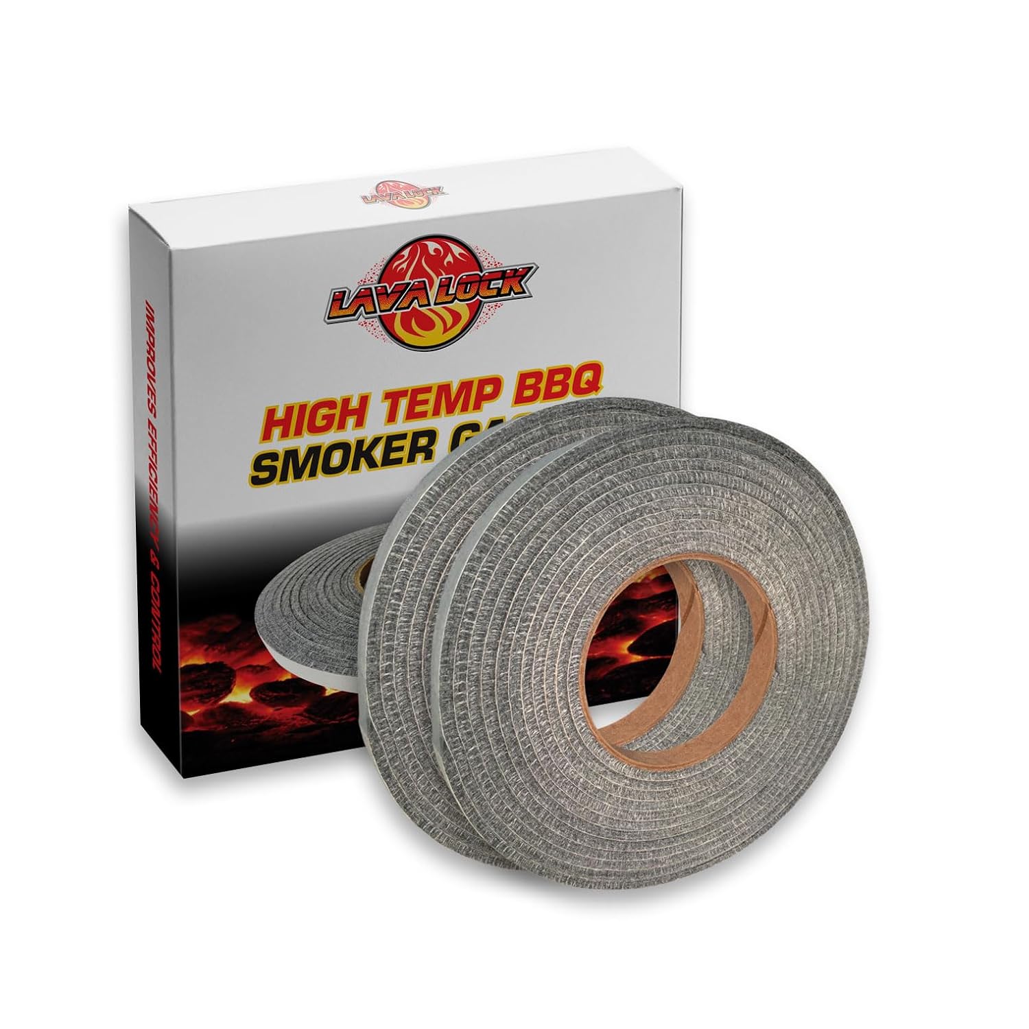 LavaLock 12 Grey High Performance BBQ Gaskets Smoker Seals - Self Stick 1/2 x 1/8 x 15 ft Long Hi -Temp (4)