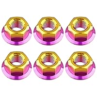 Vista 47 de Titanium DIN6923 M5 M6 M8 M10 M12 M14 M16 - Juego de 6 tuercas hexagonales (paso M8, 0.069 pulgadas, dorado)