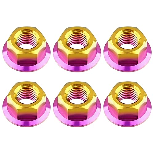Miniatura 47 de Titanium DIN6923 M5 M6 M8 M10 M12 M14 M16 - Juego de 6 tuercas hexagonales (paso M8, 0.069 pulgadas, dorado)
