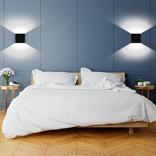 Miniatura 7 de Lightess Juego de 2 apliques de pared LED regulables, funciona con pilas, luz de pared con control táctil recargable, color negro, luces modernas de