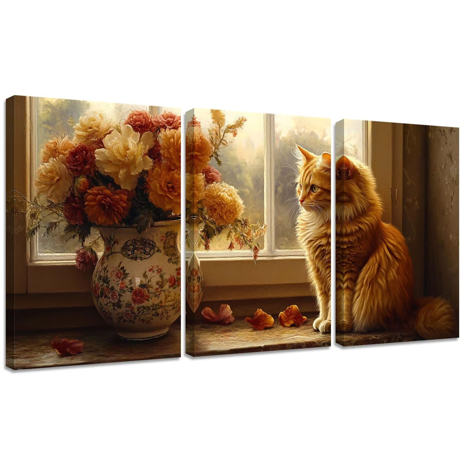 3 szt. kot DIY diamentowa sztuka, tryptyk kwiatowy diamentowy zestaw do malowania dla dorosłych dzieci, 40 x 50 cm, pełne okrągłe wiertło, kryształ górski, mozaika, haft krzyżykowy, rękodzieło