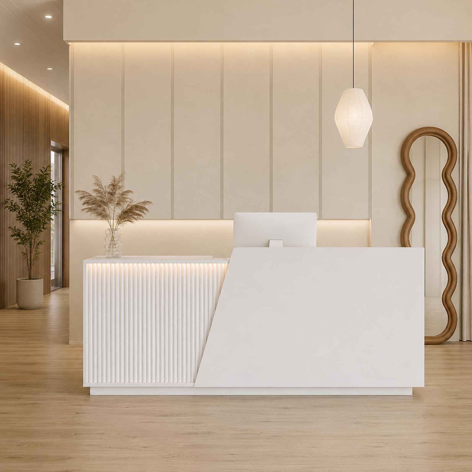 Banco Reception con Cassetto 100–200cm Bancone Cassa Moderno B - Right,100cm | scrivania reception con Archiviazione per Negozio, Salone di Bellezza, Bar, Ufficio, Hall e Negozi al Dettaglio