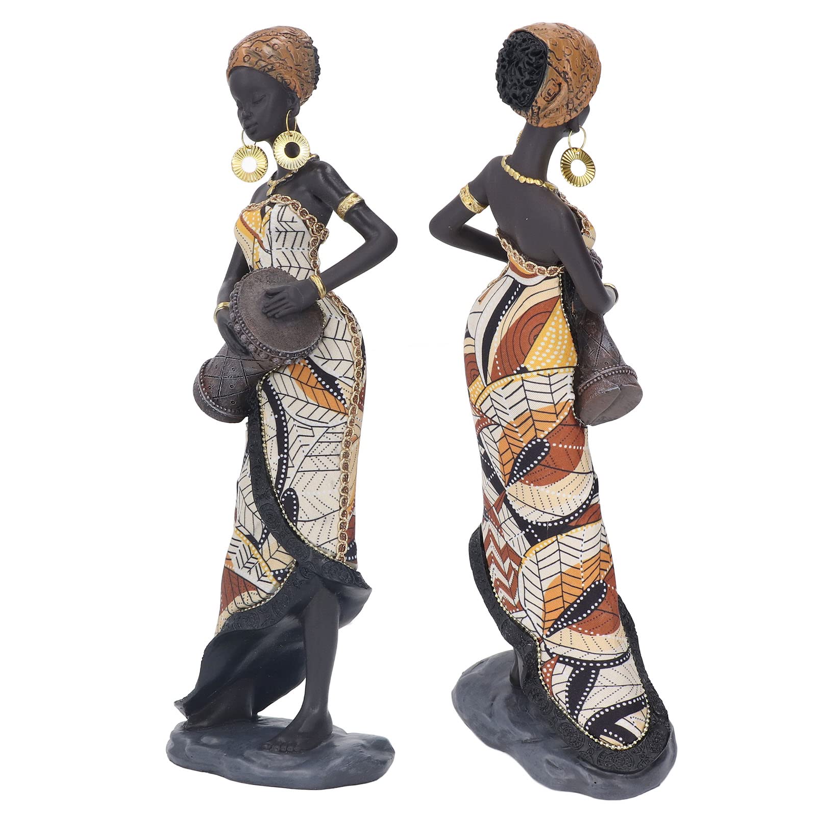 Estatua africana, estatua de mujer africana, vitalidad artística, aspecto realista para oficina, estante, mesa