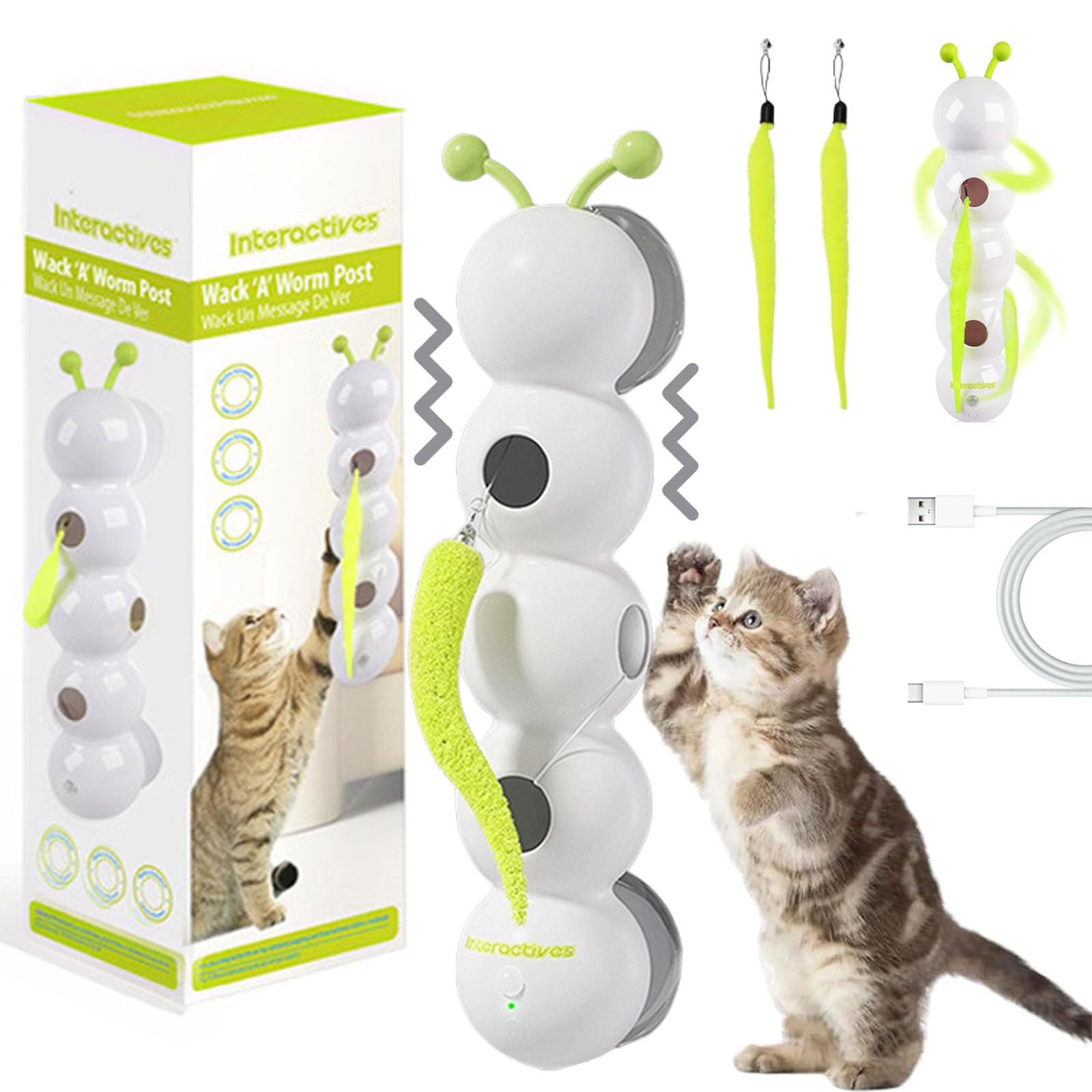 Jouet mural interactif à capteur intelligent pour chat, jouet mural rechargeable activé par le mouvement, pour la chasse, le saut, parfait pour les chats d'intérieur (1 pièce)