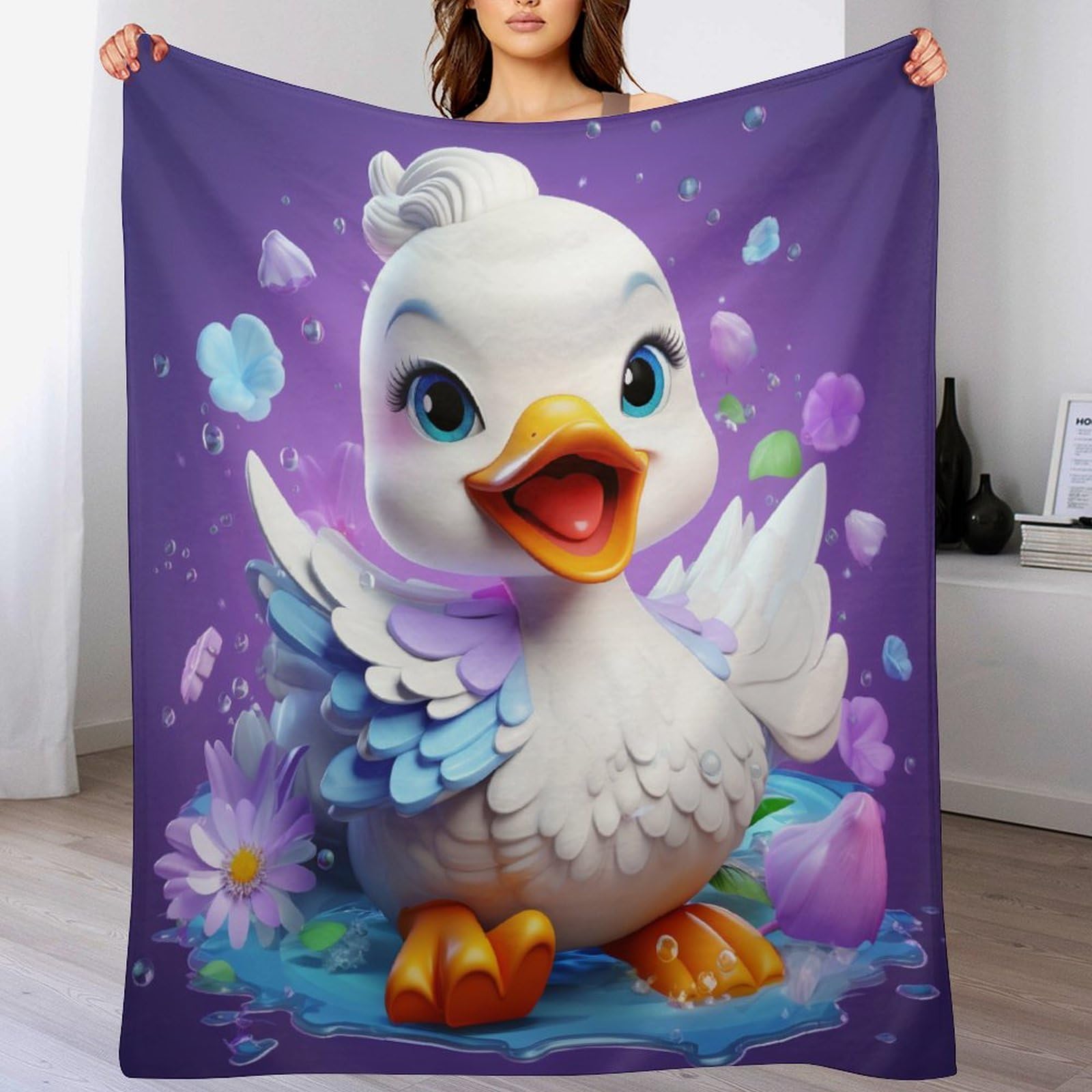 Fleece Blanket Cute Duck Throw for Sofa & Bed, Plush Cozy Fuzzy Blanket, Super Soft And Warm Fluffy Blanket for All Seasons,οΌ130Γ180cmοΌ