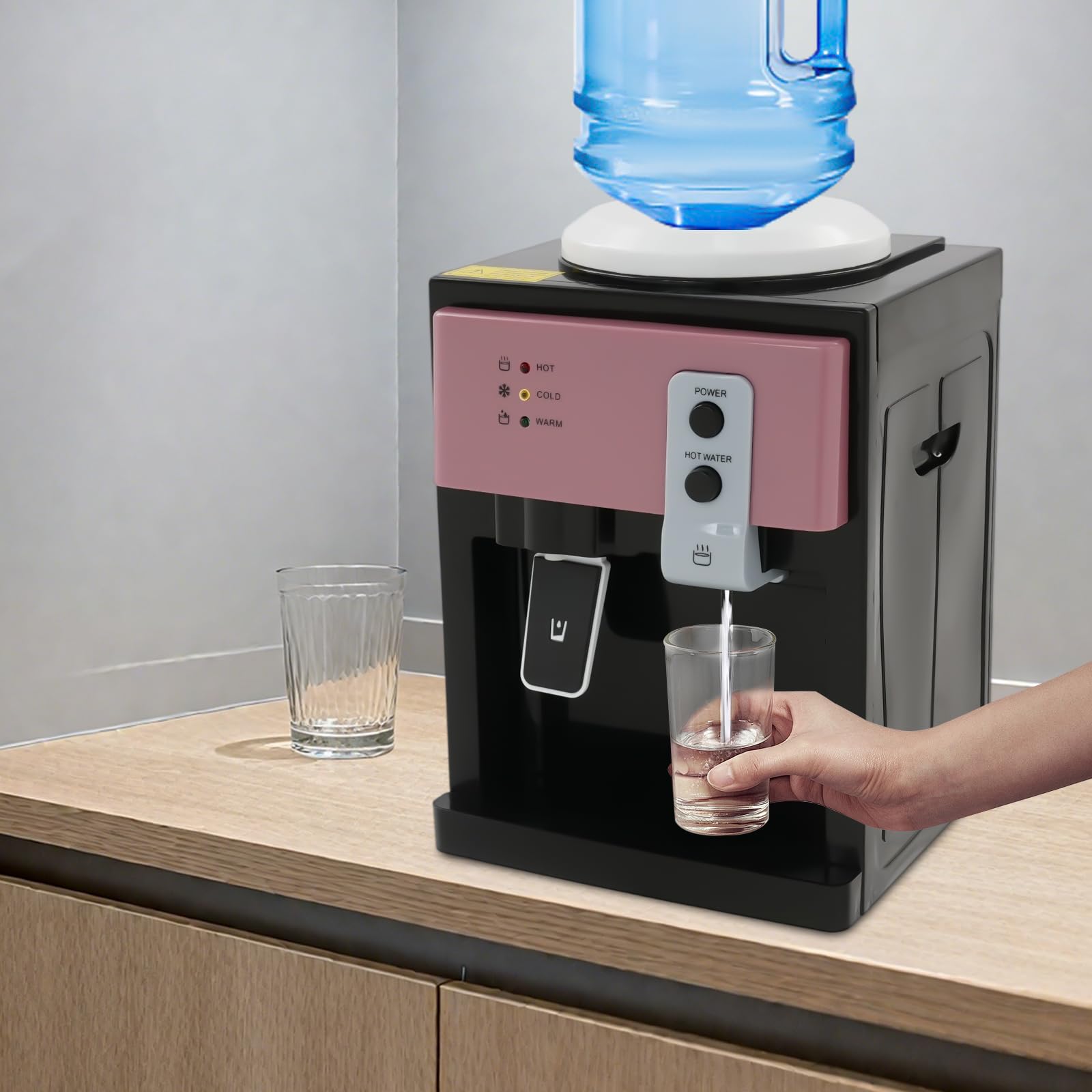 Distributore di acqua calda e fredda, 220 V, erogatore di acqua potabile elettrico con riscaldamento da 500 W e raffreddamento da 75 W, piccolo dispenser di acqua da tavolo per botti d'acqua da