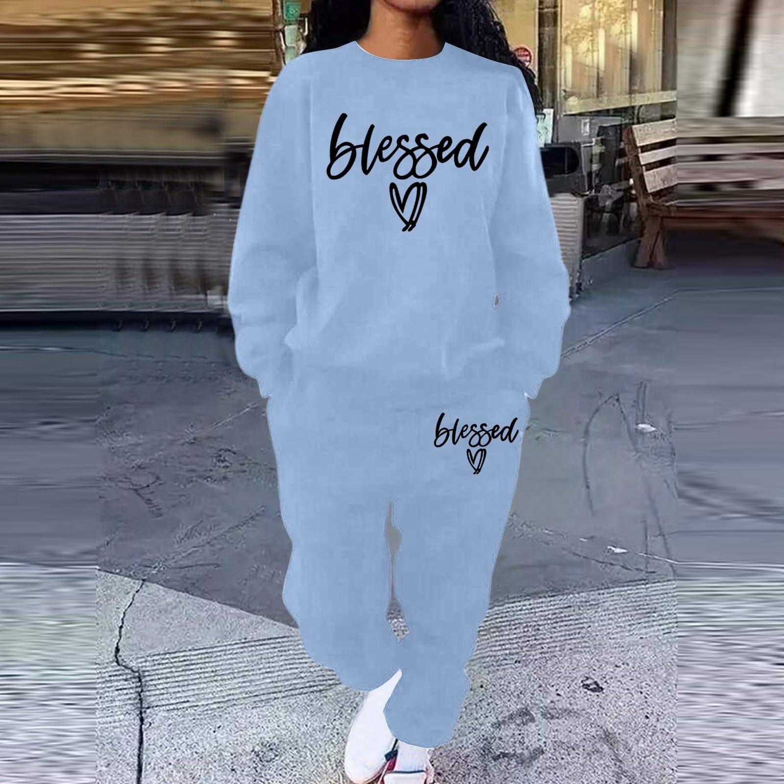 Ensemble 2 Pièces Femme Coton Haut et Pantalon Ensemble Jogging Détente Maison Set Coordonné Deux Pièces Tenue Décontractée Confortable Chic A103