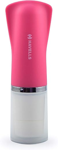 Havells Lady Facial Hair Remover | Rotary Blades for Clean and Smooth Touch for Upper Lips, Chin & Cheeks | Wet & Dry Use | Battery Powered | Mirror Included | Hot Pink | FD5000