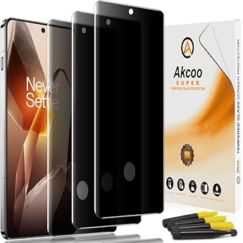 Privacy Screen for OnePlus 13 [3 Pack] Tempered Glass UV Set Anti-Spy Fingerprint ID Support 9H Hardness Scratch-Resistant Edge to Edge Full Protection