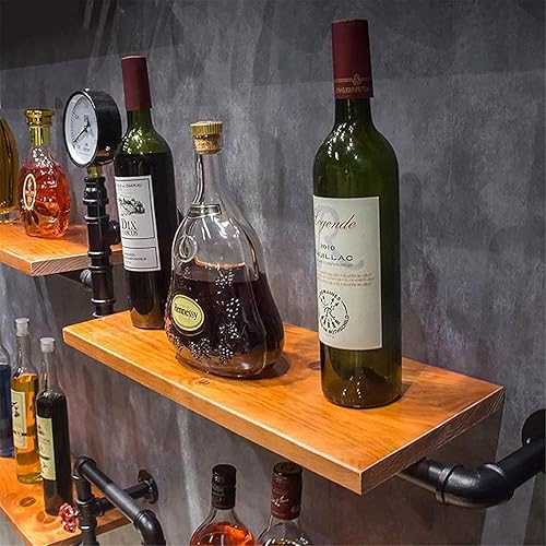 Miniatura 3 de Wall Mounted Wine Rack for Home Restaurant Bars, Metal Wine Rack Retro Industrial Wind Wall Decoration Wine Rack Bar Wall Hanging Wooden Wrought