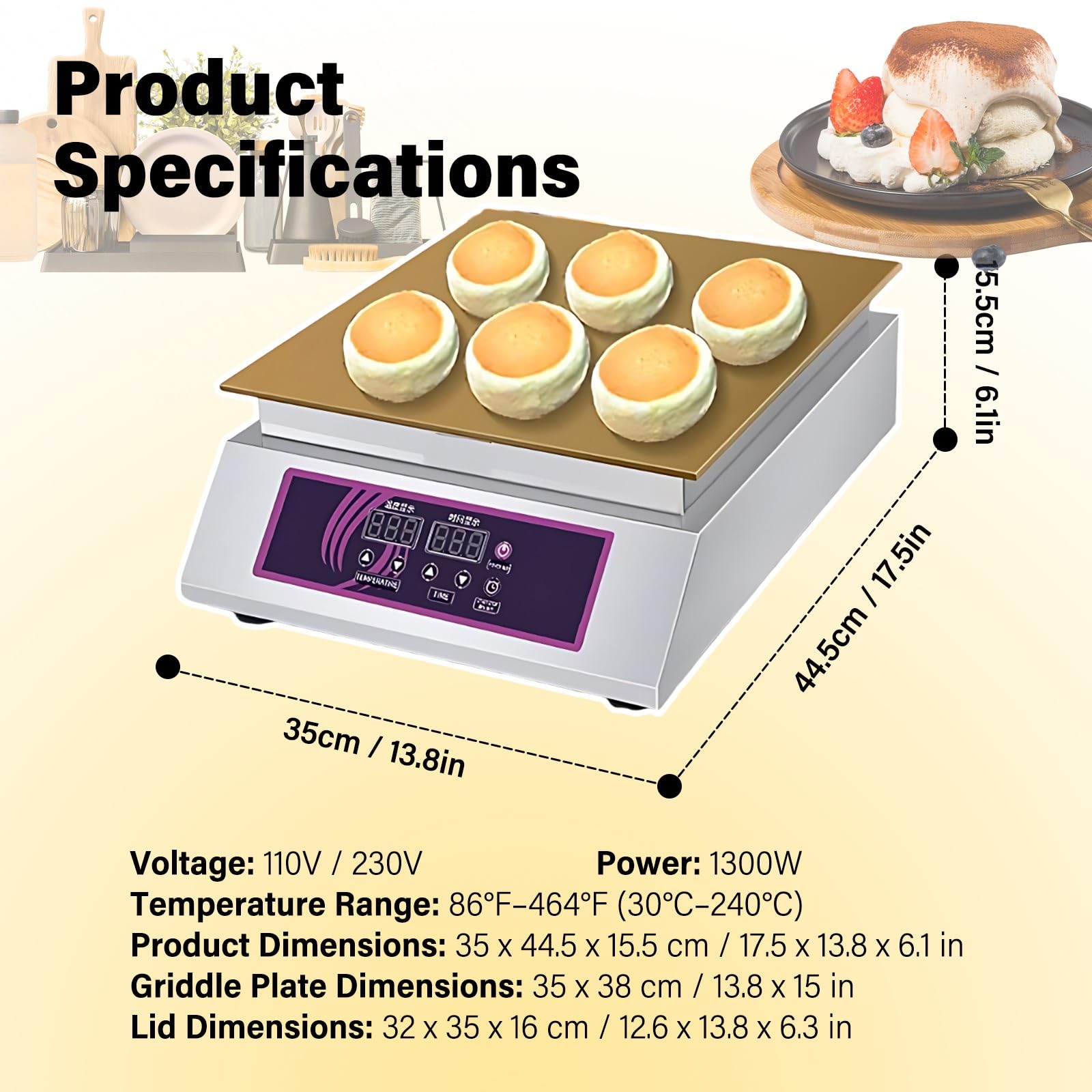 Maquina Para Pancakes Crepera Electrica, Hotcake Maker, Mini Pancake Maker Con Plancha De Laton, Regulacion De Temperatura Para Cafeteria Restaurante Food Truck(Single-Head)