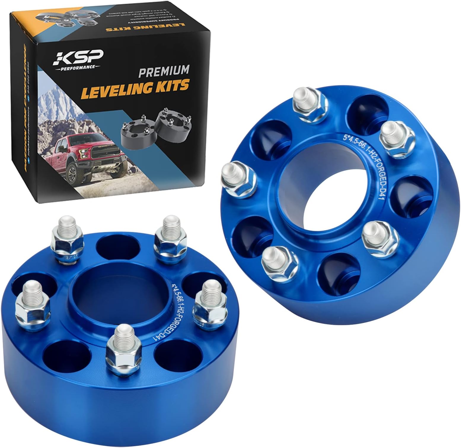 KSP 5x114.3 Wheels Spacers Fit for G35 G37 350Z 370Z 240Sx 300Zx Altima, 2"(50.8mm) Thickness 5x4.5 Hub Centric 66.1mm Thread Pitch 12x1.25 Studs for 5 Lug Wheels Blue