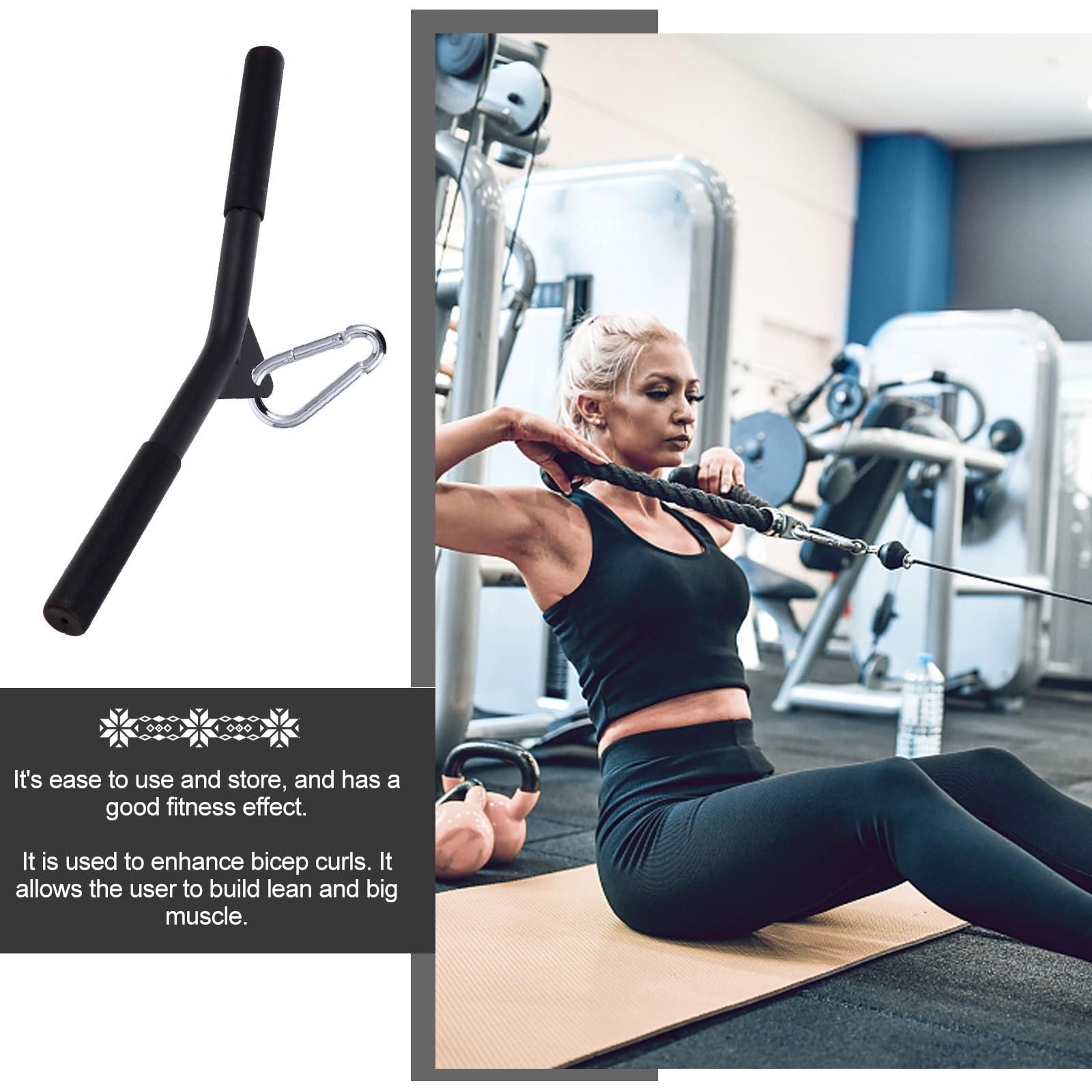 Mango de Entrenamiento de Fuerza Negro de Acero para Gimnasio