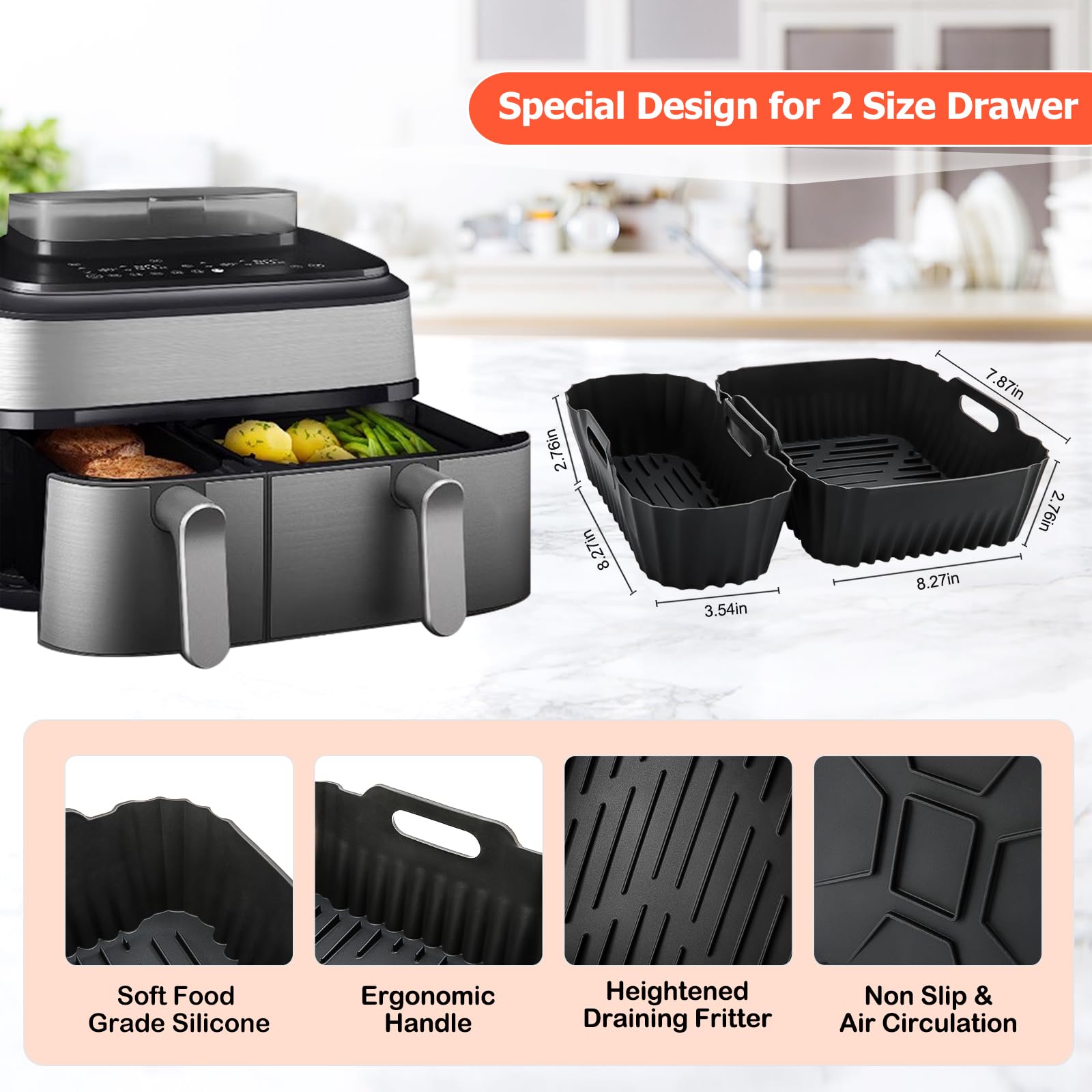 Accessori Friggitrice ad Aria per Philips Dual Basket Airfryer Serie 3000 9L– 22 Pezzi Accessori ad Aria – Riutilizzabile Stampi, per Philips Airfryer Dual Basket 3000 serie 3L/6L