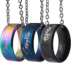 Kpop Stray Kids Merch 3 Pack Rings with Necklace, Stainless Steel Jewelry for Street Kids Gifts Stainless Steel, Stainless Steel