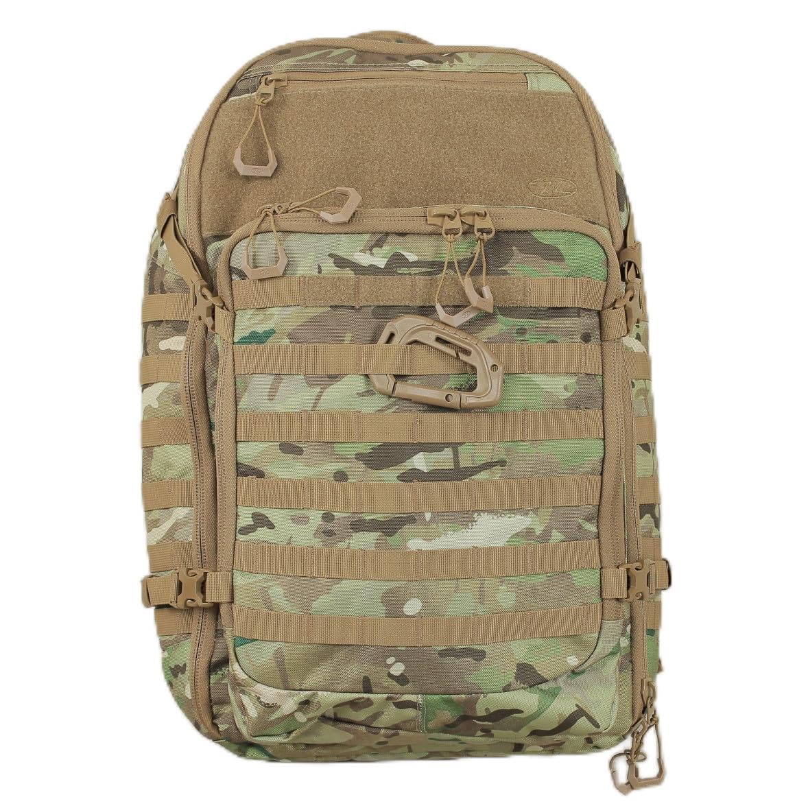 HARRIER Full Clamshell Tactical Backpack 25L/35L/45L - MOLLE Webbing, Airmesh Padded Back System, Hydration/Laptop Compatible, Heavy Duty 1000D Polyester for Military Outdoor EDC (HMTC, 35L)