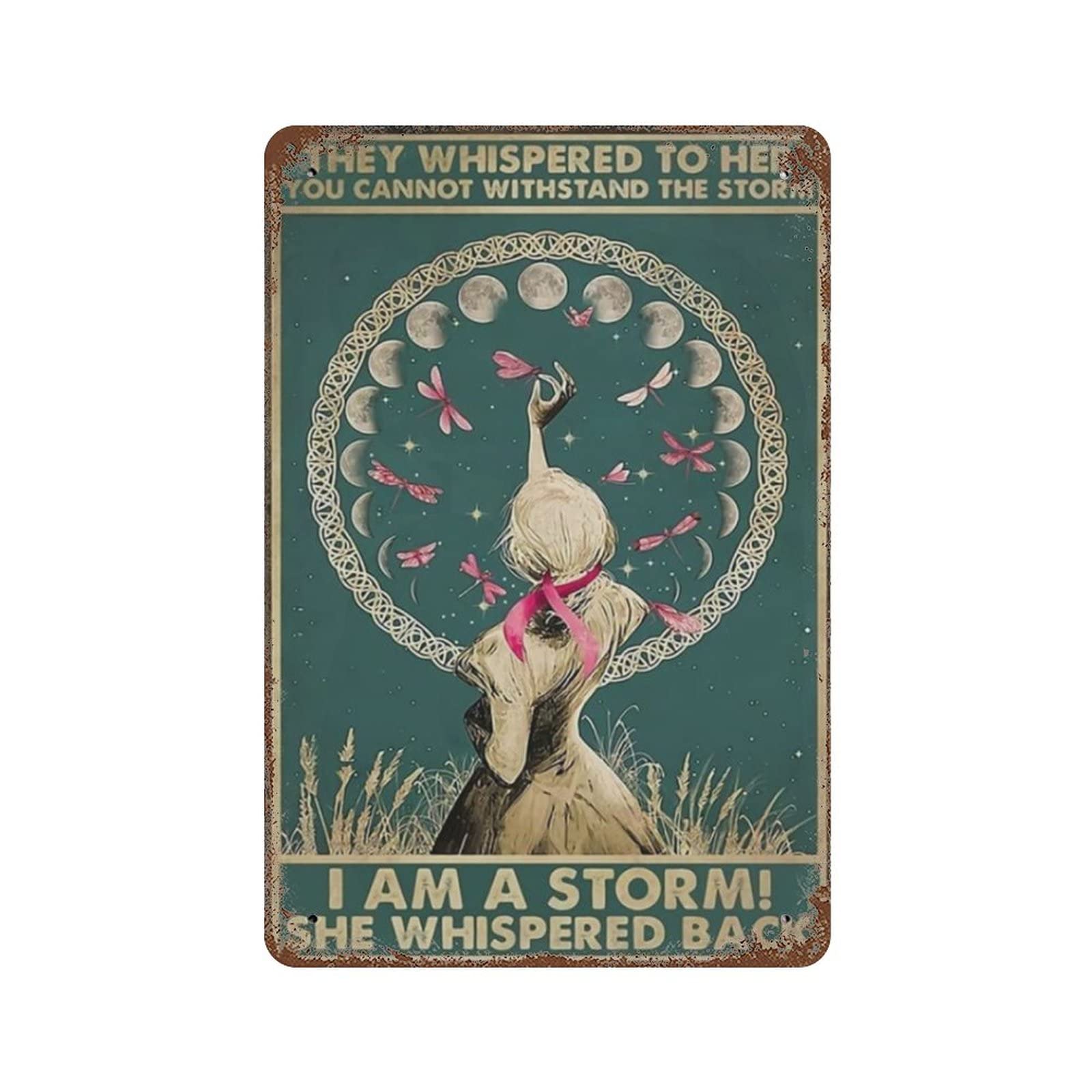 AOOEDM Breast Cancer Awareness Girl Tin Metal Sign Wall Decor Funny Inspirational Quote Wall Art Sign Vintage Tin Signs For Home Coffee Bar Man Cave Sign Pub Poster