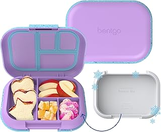 Bentgo Chill Kids Leak-Proof Lunch Box - 4-Compartment Bento Box with Built-In Ice Pack, 3.3 Cup Capacity, PFAS & BPA-Free, Microwave & Dishwasher Safe, Ideal Size for Ages 3 to 7 (Vivid Orchid)