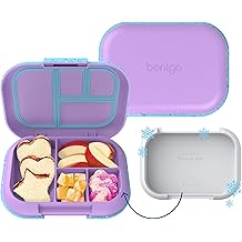Bentgo Chill Kids Leak-Proof Lunch Box - 4-Compartment Bento Box with Built-In Ice Pack, 3.3 Cup Capacity, PFAS &amp; BPA-Free, Microwave &amp; Dishwasher Safe, Ideal Size for Ages 3 to 7 (Vivid Orchid)